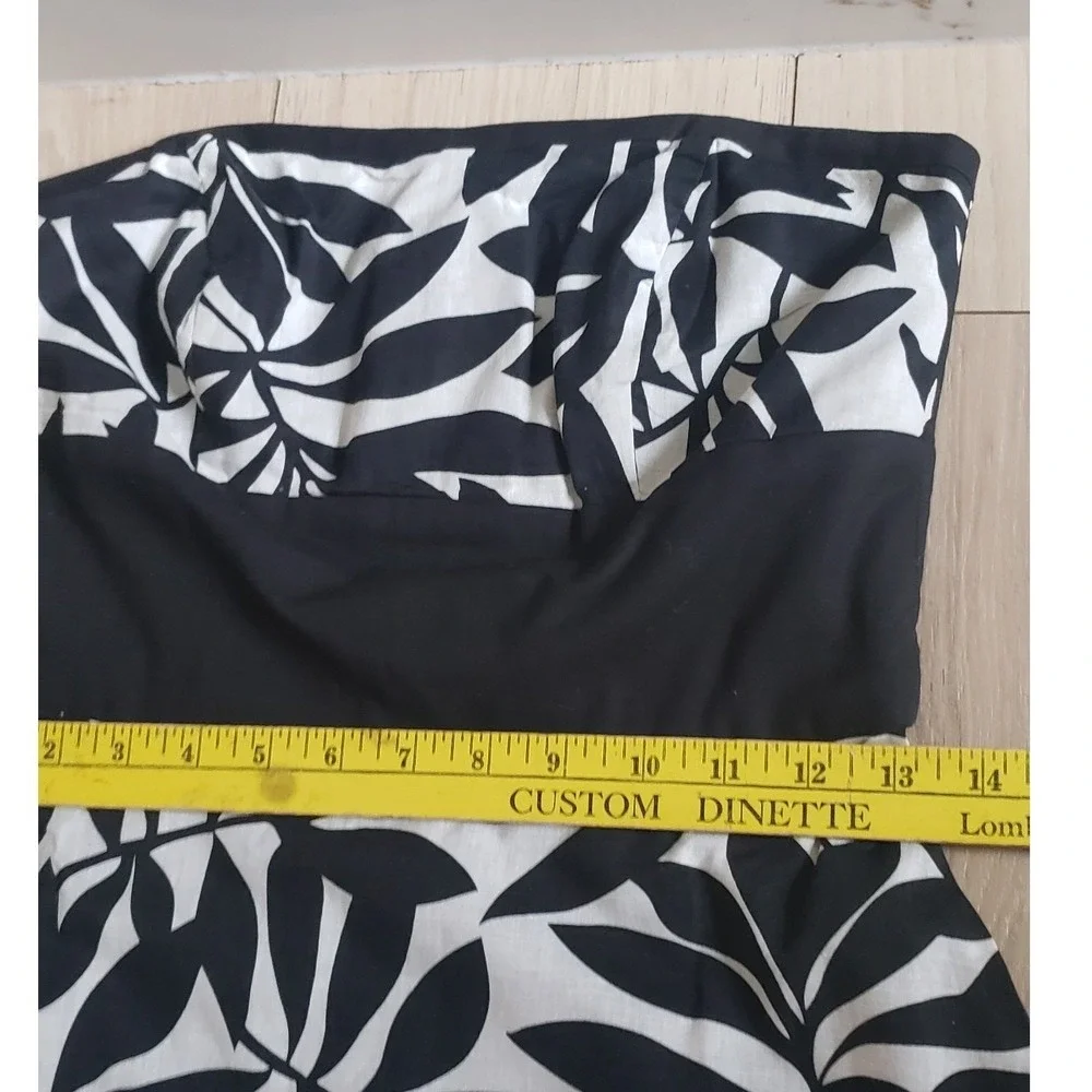 WHBM Strapless Dress Womens 2 Black White Floral Formal‎ Cocktail Y2K